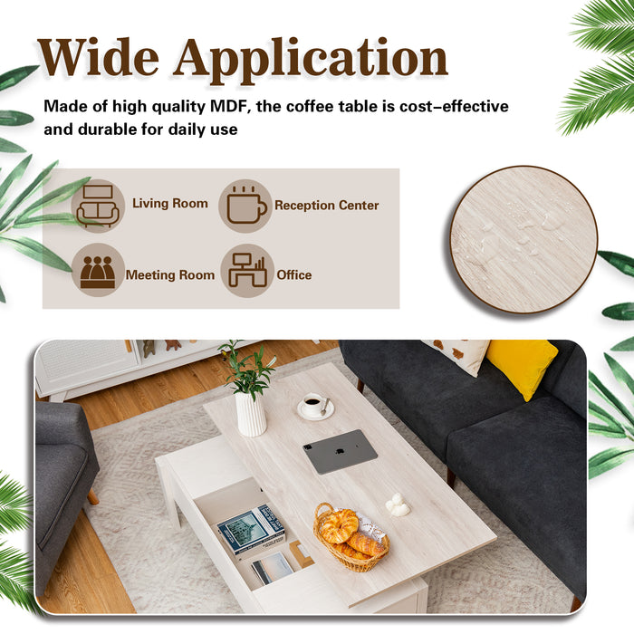 Lift Up Top Coffee Table with Hidden Storage Compartment-