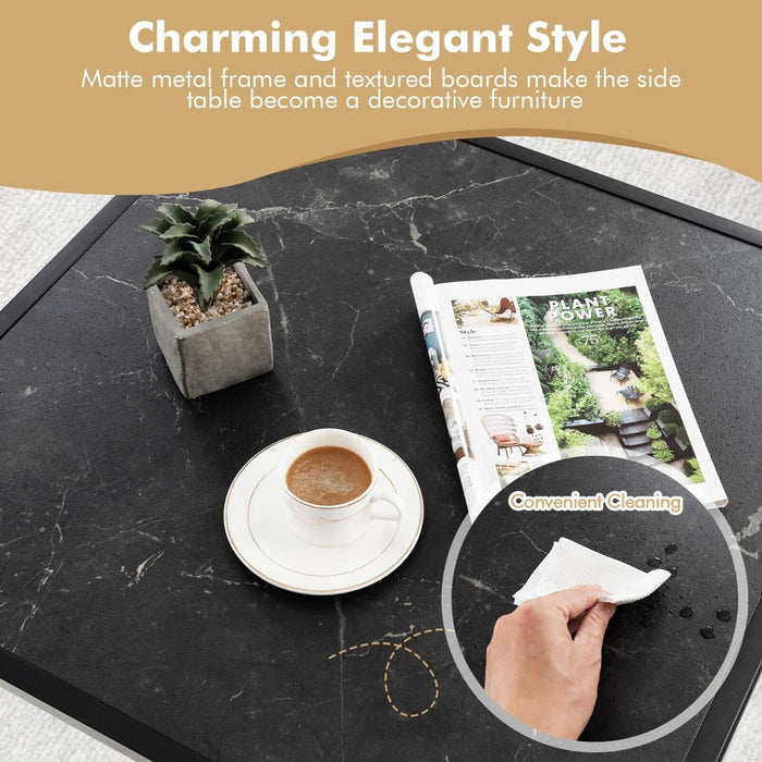 Modern Square Leisure Coffee Table  with Faux Marble Tabletop-