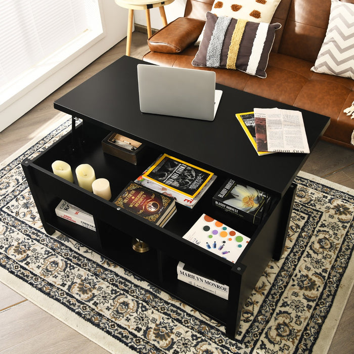 Rising Center Table with Lift Top Hidden Compartment-