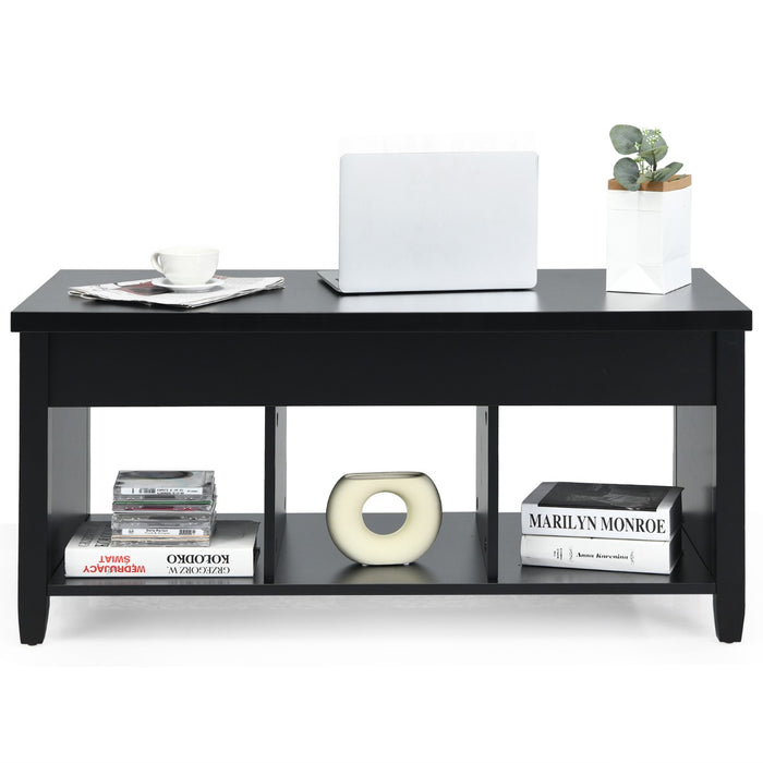 Rising Center Table with Lift Top Hidden Compartment-