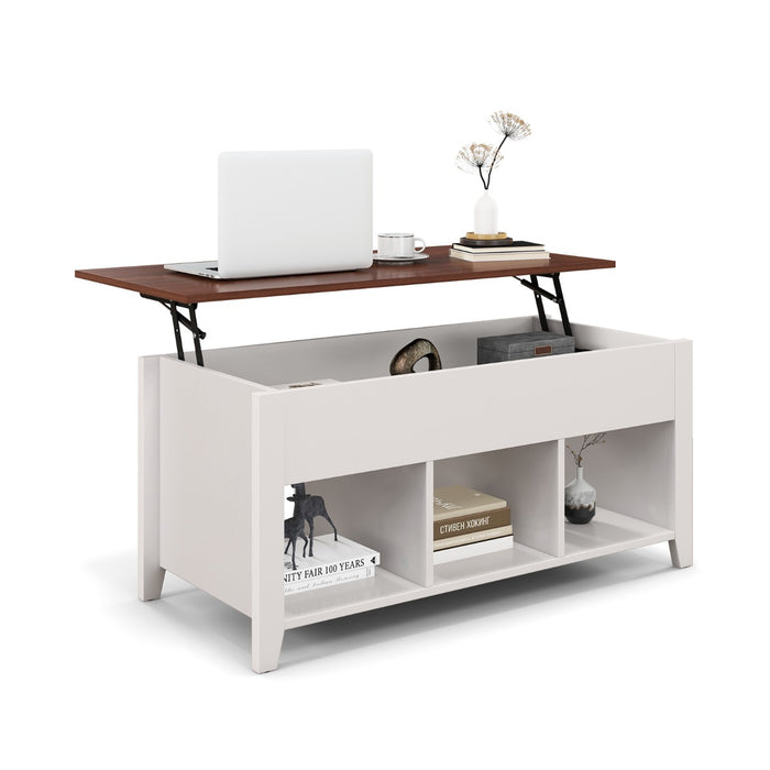 Rising Center Table with Lift Top Hidden Compartment-