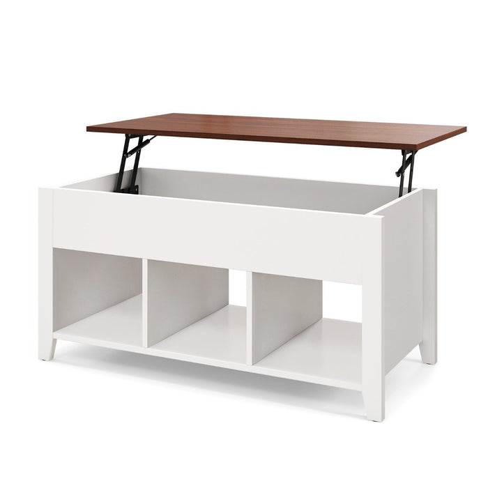 Rising Center Table with Lift Top Hidden Compartment-