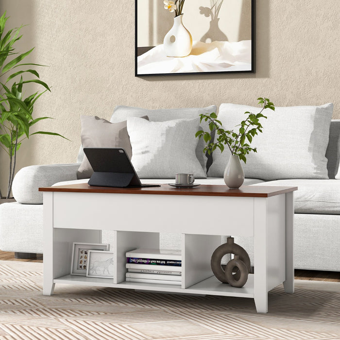 Rising Center Table with Lift Top Hidden Compartment-