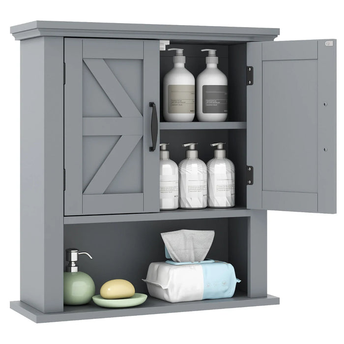 Farmhouse Wall Mounted Bathroom Cabinet with Adjustable Shelf-