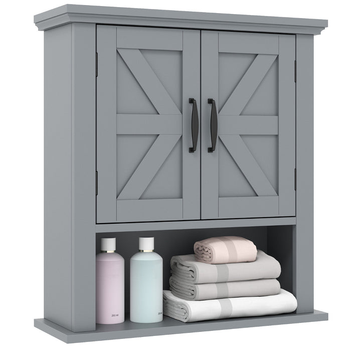 Farmhouse Wall Mounted Bathroom Cabinet with Adjustable Shelf-
