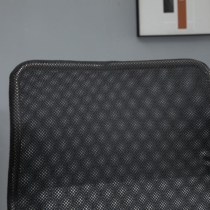 Executive High Mesh Back Chair - Adjustable Height with Wide Padded Seat and Fixed Armrests - Comfortable Home and Office Support, Black