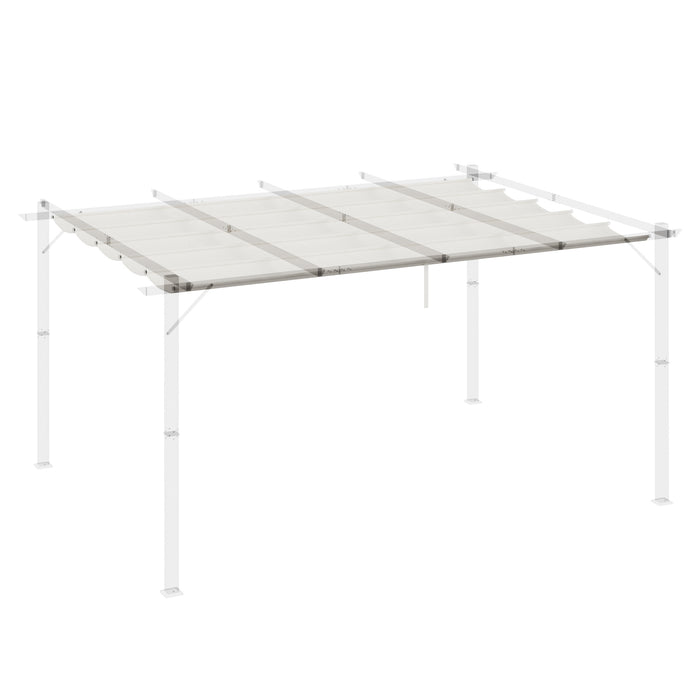 Outsunny Retractable Pergola Shade Cover, Replacement Canopy for 4 x 3 (m) Pergola, Retractable Roof, Cream White