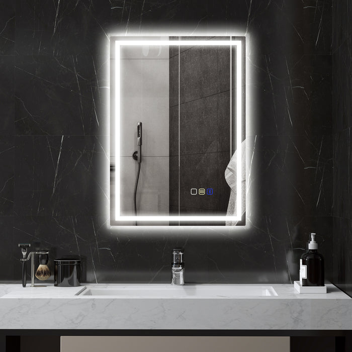 HOMCOM 50 x 70 cm Anti-Fog LED Bathroom Mirror, with Bluetooth - Silver Tone