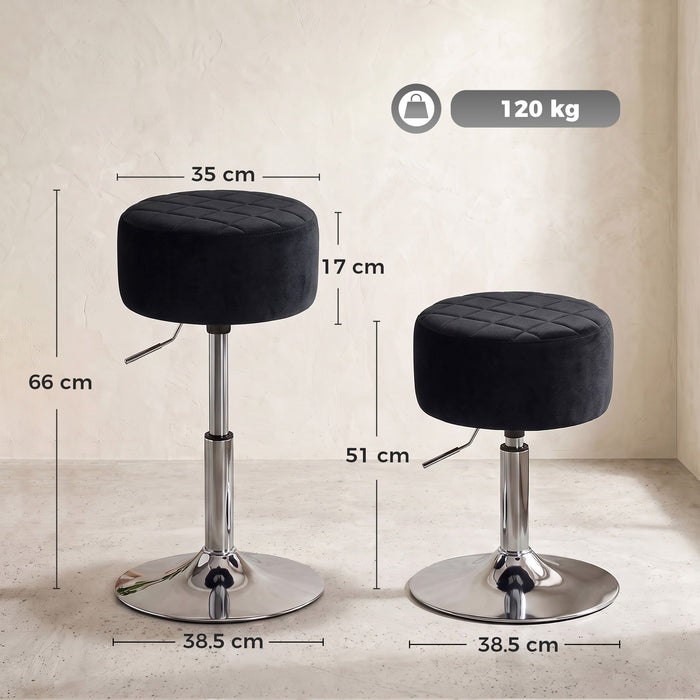 HOMCOM Bar Stool Adjustable Swivel Chair Velvet-Feel Seat 1 Piece, Black
