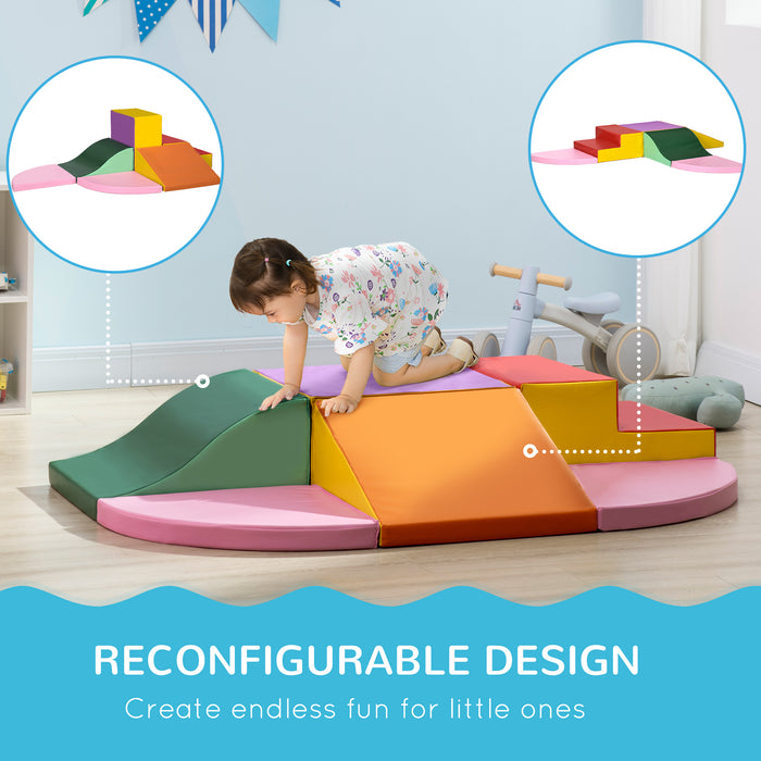 Kids' 6-Piece Soft Play Set - Climb and Crawl Foam Blocks in Red - Perfect for Active Toddlers and Young Children