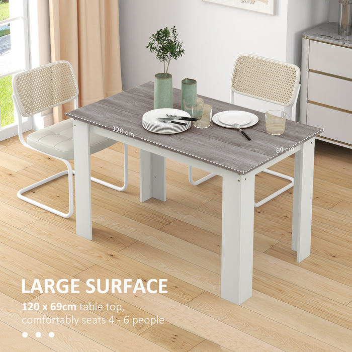 HOMCOM Dining Table for 4-6 People, Kitchen Table with Wood Effect for Dining Room, Grey
