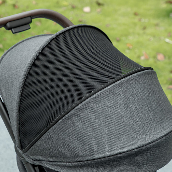 AIYAPLAY Foldable Baby Stroller with Adjustable Seat, 5-Point Harness, Canopy, Basket, 6.3kg Lightweight & Compact, Dark Grey