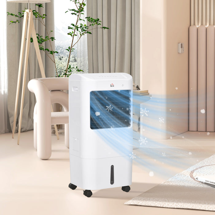 78cm 3-in-1 Portable Evaporative Air Cooler - Ice Cooling Fan with Humidifier, Oscillation, and LED Display - 7.5-Hour Timer, 15L Water Tank, Remote Control for Home Comfort, White