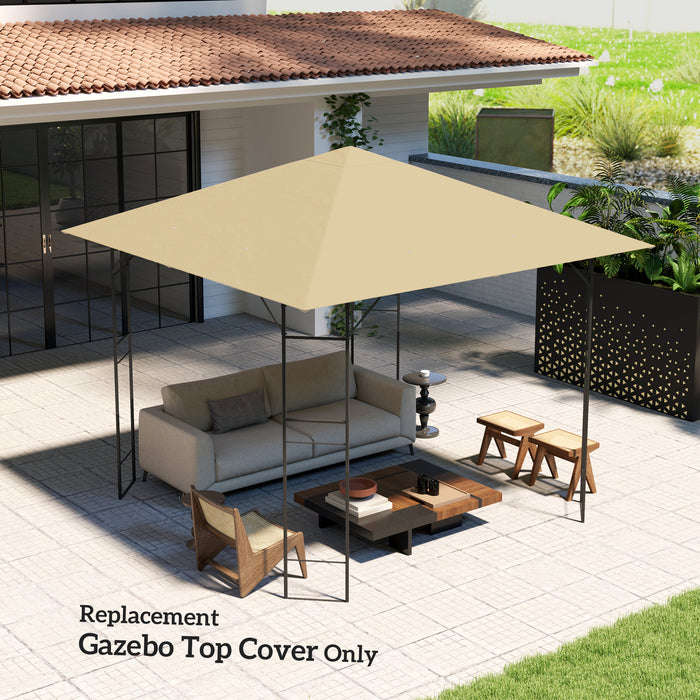 Outsunny 3 x 3(m) Gazebo Canopy Replacement Cover, Garden Gazebo Roof Replacement with Drain Holes, Water Resistant PVC Coating, 370g/㎡, UPF30+, TOP COVER ONLY, Beige