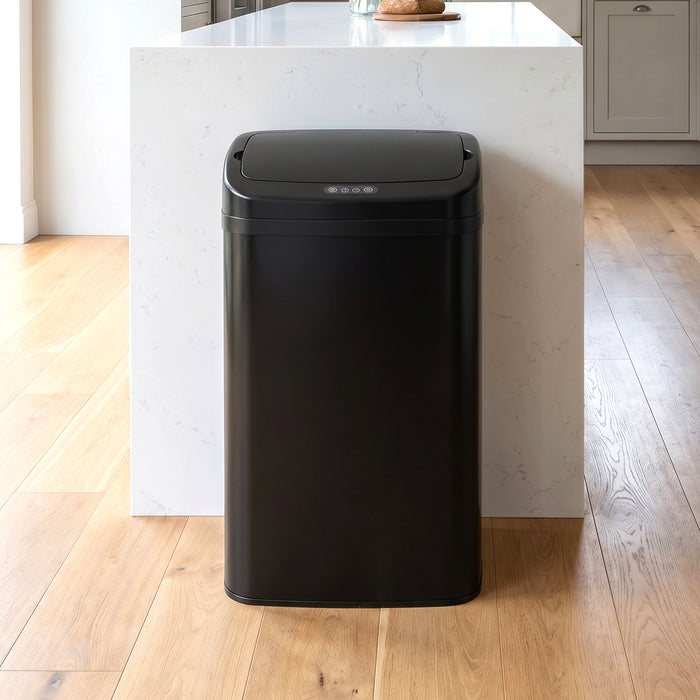 HOMCOM 48L Galvanised Steel Sensor Bin - Black