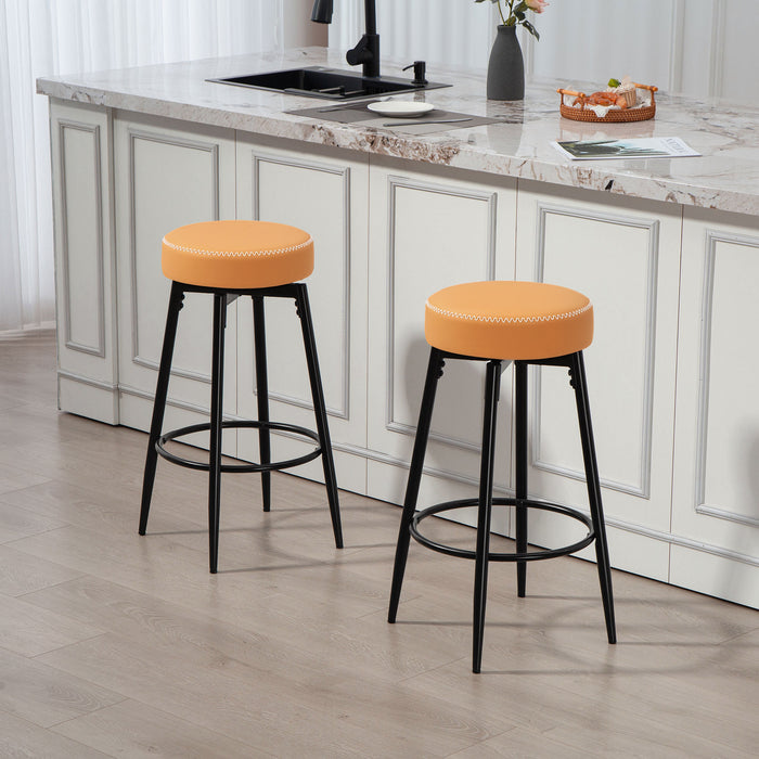 HOMCOM Set of Two Faux Leather Bar Stools - Brown/Black