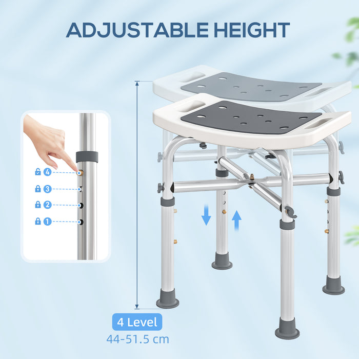 HOMCOM 44-51.5cm Aluminium Frame Shower/Bath Stool - Grey