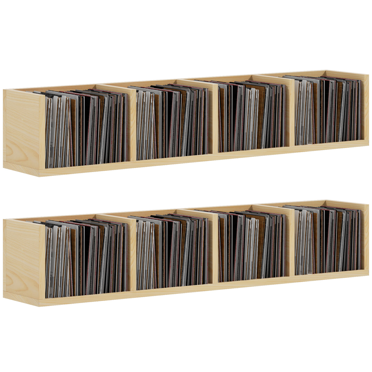 HOMCOM Wall Mount 84 CD / 56 DVD/Blu-ray/ Media Storage Rack 4 Cubes ...