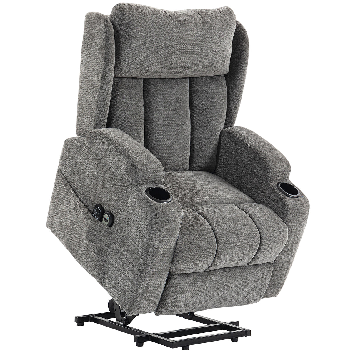 HOMCOM Power Lift Recliner Chair with Vibration Massage and Heat, Chenille Riser and Recliner Armchair for Elderly, Grey