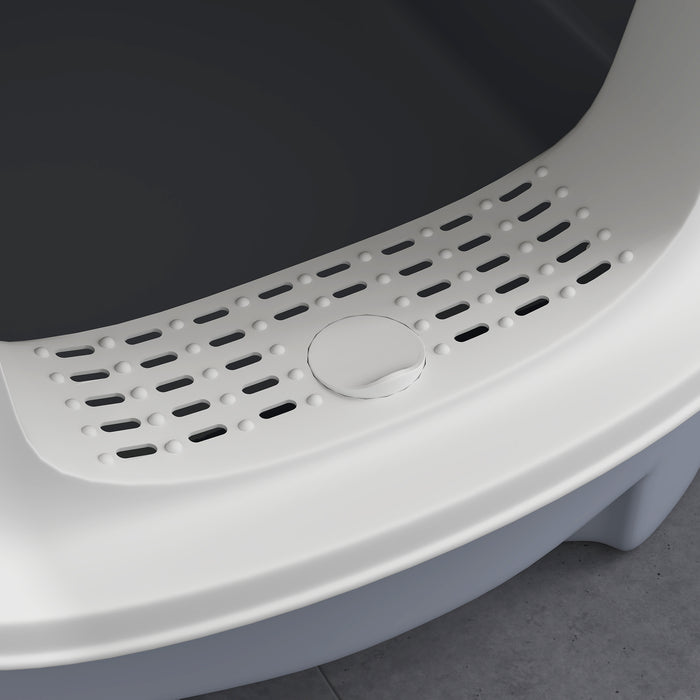 PawHut Cat Litter Box with Lid, Scoop, Deodorization Bags, Top Entry, Cat Toilet Easy Clean with Drawer Pan, Grey