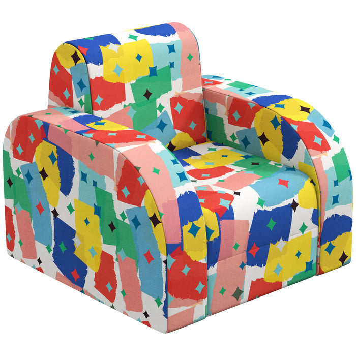 Foldable Snuggle Toddler Chair - Soft Sponge, Bedroom & Playroom Furniture for Kids - Designed for Ages 18 Months to 3 Years, Colorful Design
