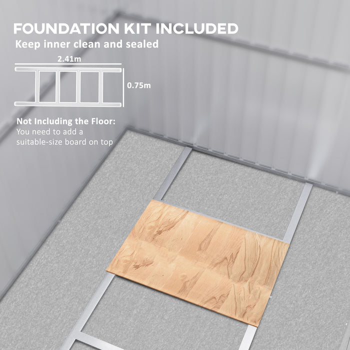 Outsunny 8.5 x 6ft Storage Shed Galvanised Steel Garden Shed, Metal Shed with Foundation Kit, Window, Lockable Wide Doors and Air Vents for Outdoor Patio, Green