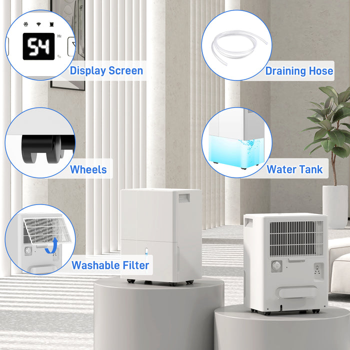 HOMCOM 30L Clothes Dryer Dehumidifier - White