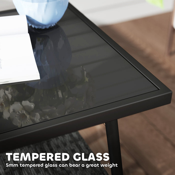 Outsunny 3 Pieces Rattan Bistro Set with Cushions, Wicker Garden Furniture Set, Glass Top Coffee Table and Chairs for Outdoor Patio, Balcony, Terrace and Conservatory, Grey