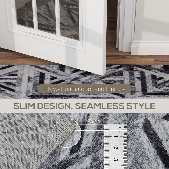 HOMCOM Modern Area Rug, Triangle Pattern Non-Slip Washable Rug, Chenille Floor Carpet for Living Room, Bedroom, Dining Room, Home Office, 290 x 200 cm, Black