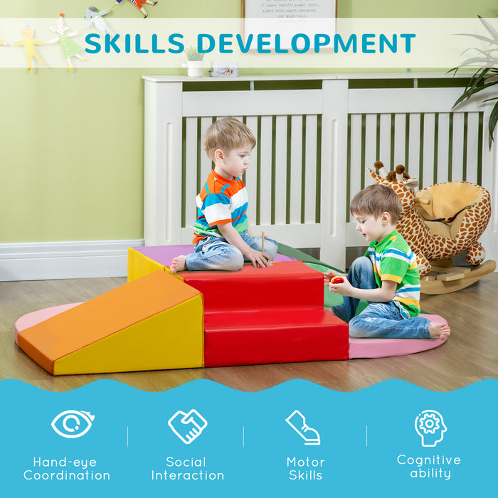 Kids' 6-Piece Soft Play Set - Climb and Crawl Foam Blocks in Red - Perfect for Active Toddlers and Young Children