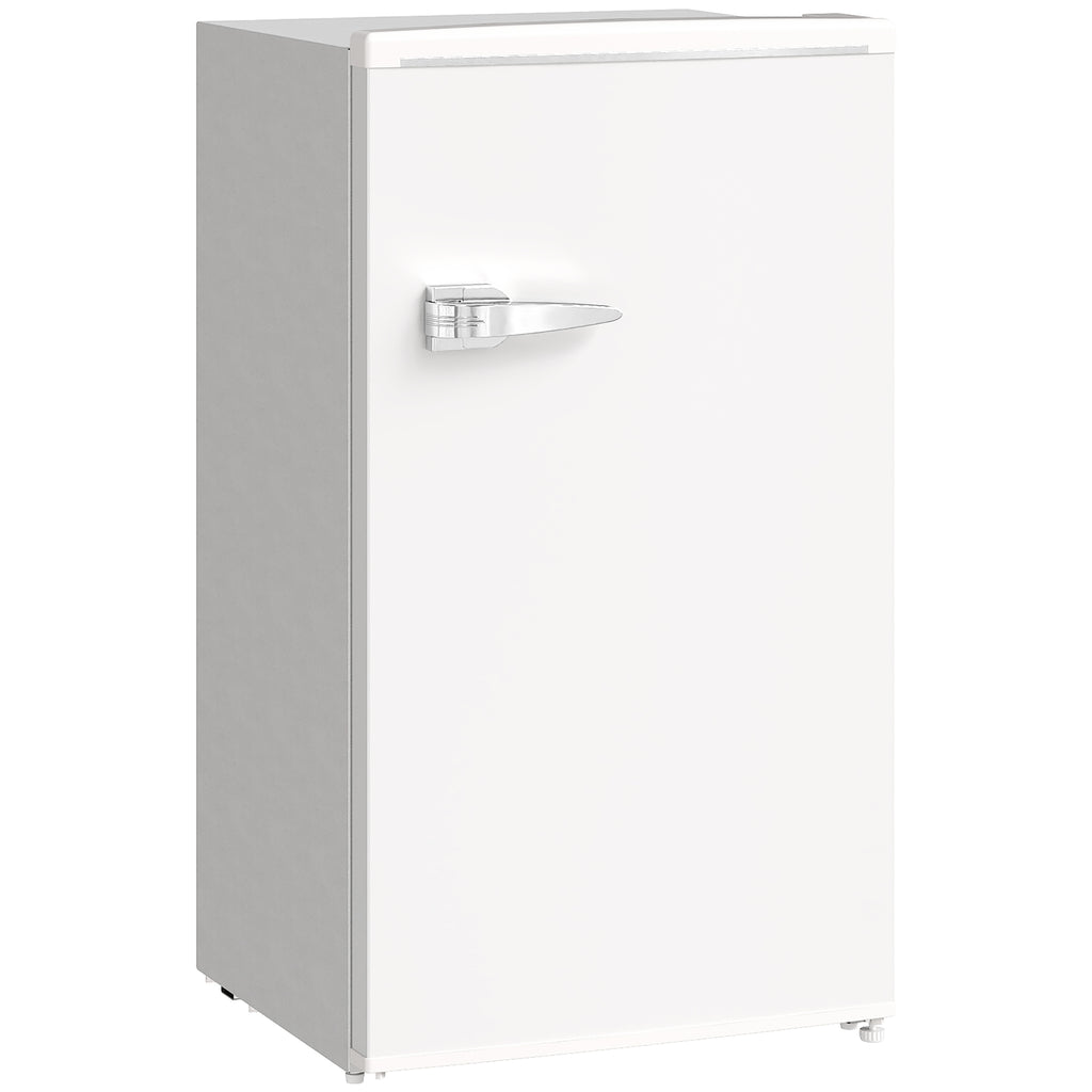 HOMCOM Under Counter Fridge, 85L Small Retro Refrigerator with Chiller Box, Adjustable Thermostat, Glass Shelves, White