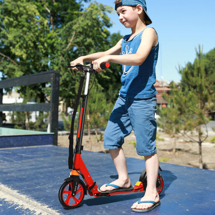 Kick Scooter with Adjustable Handlebar and Anti-Shocking Suspension-