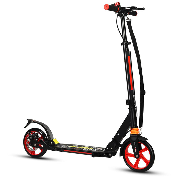 Kick Scooter with Adjustable Handlebar and Anti-Shocking Suspension-