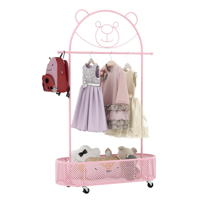 Kid Clothes Rack with 3 Adjustable Heights for Children Adults-White
