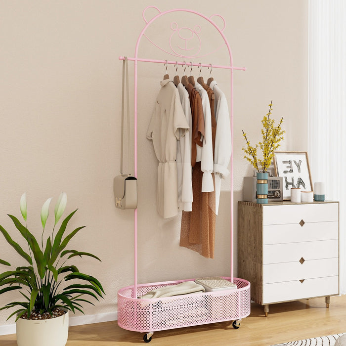 Kid Clothes Rack with 3 Adjustable Heights for Children Adults-White