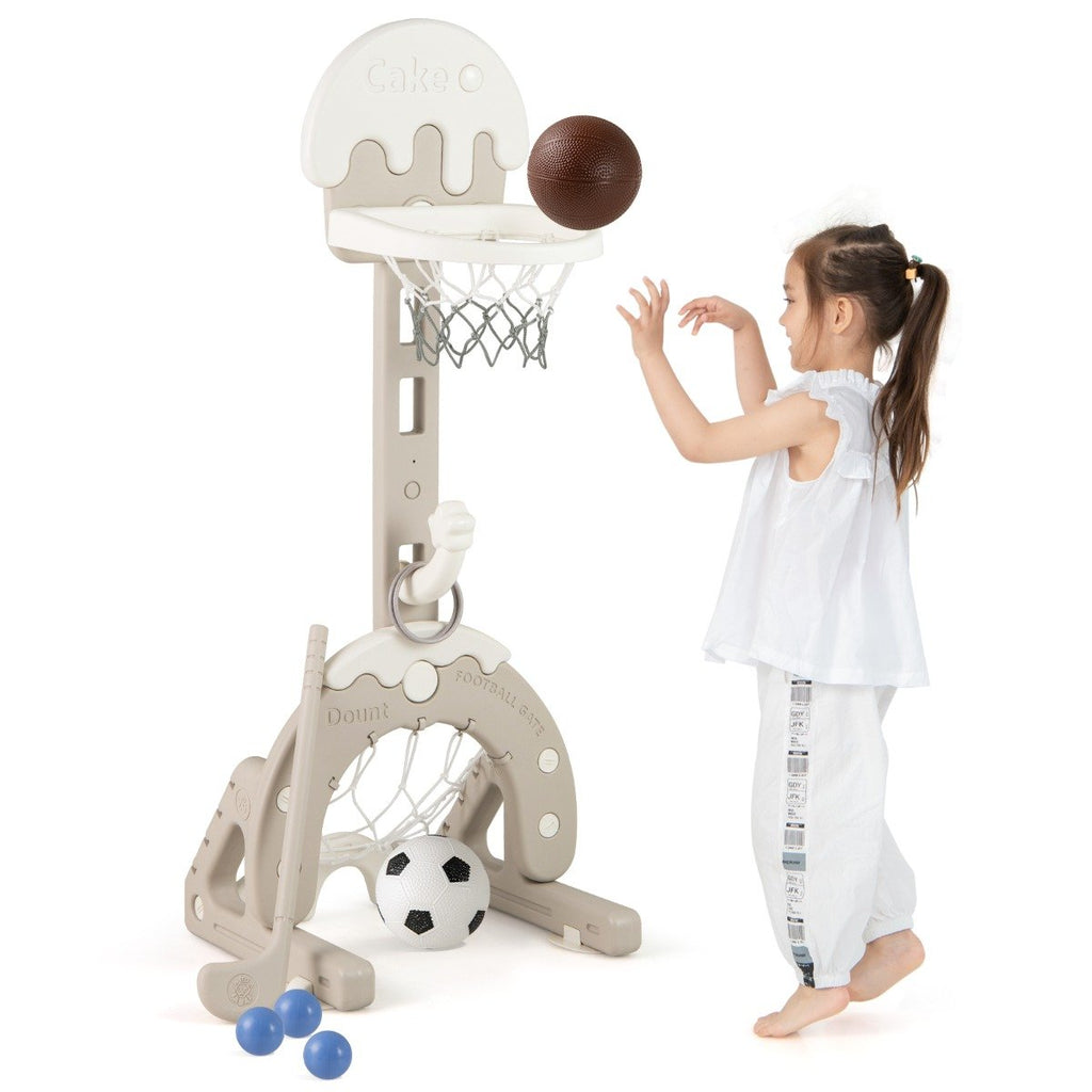 4-in-1 Kids Activity Center with Hoop Football Goal Golf and Ring Toss-