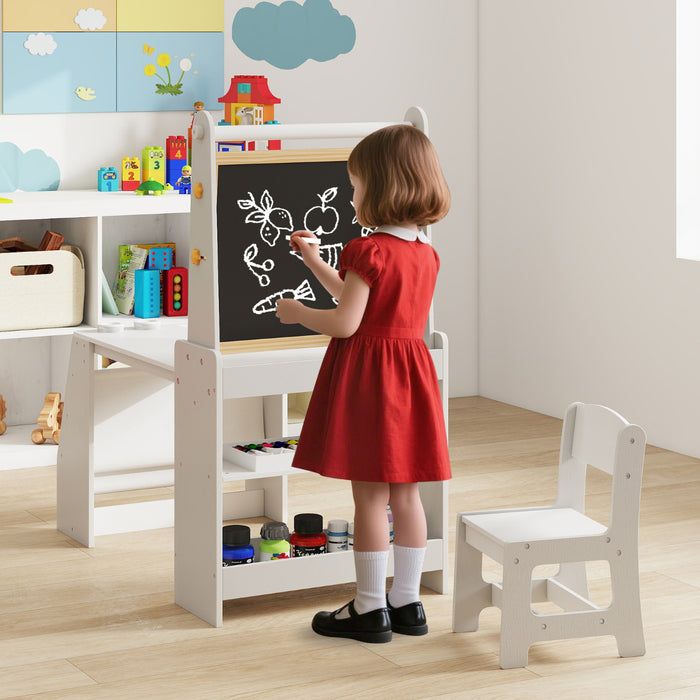 Kids Art Table and Chair Set Multifunctional Kids Activity-