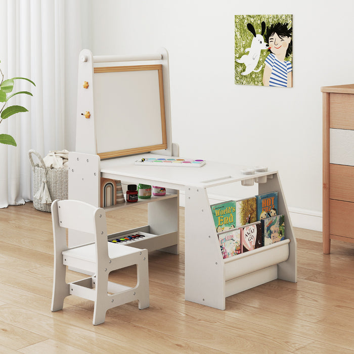 Kids Art Table and Chair Set Multifunctional Kids Activity-