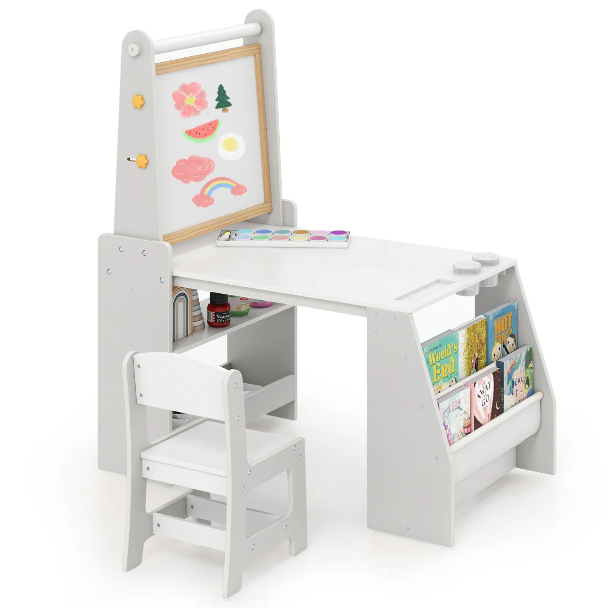 Kids Art Table and Chair Set Multifunctional Kids Activity-