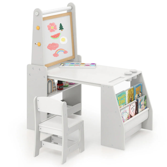 Kids Art Table and Chair Set Multifunctional Kids Activity-