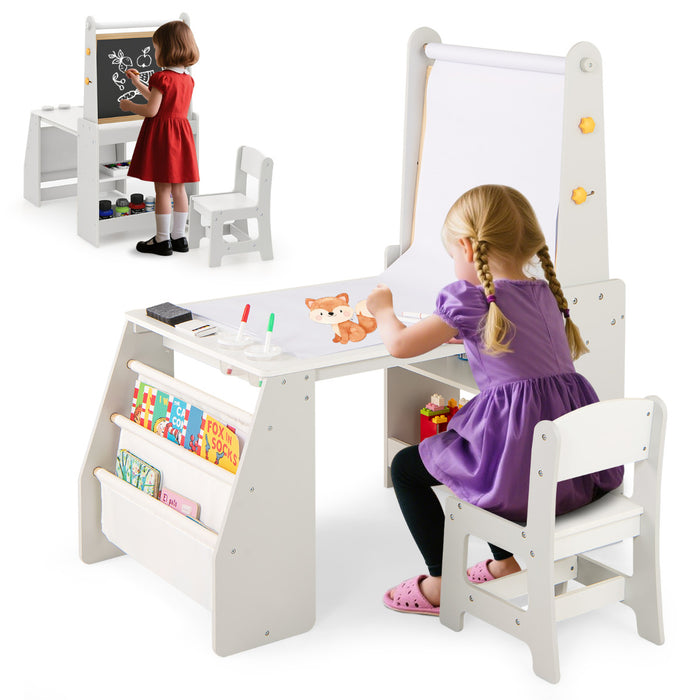Kids Art Table and Chair Set Multifunctional Kids Activity-