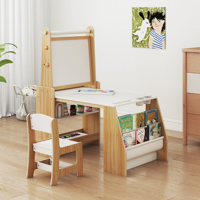 Kids Art Table and Chair Set Multifunctional Kids Activity-