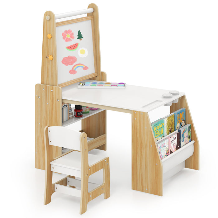 Kids Art Table and Chair Set Multifunctional Kids Activity-