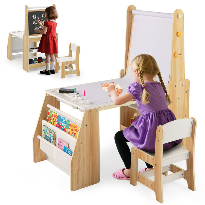 Kids Art Table and Chair Set Multifunctional Kids Activity-