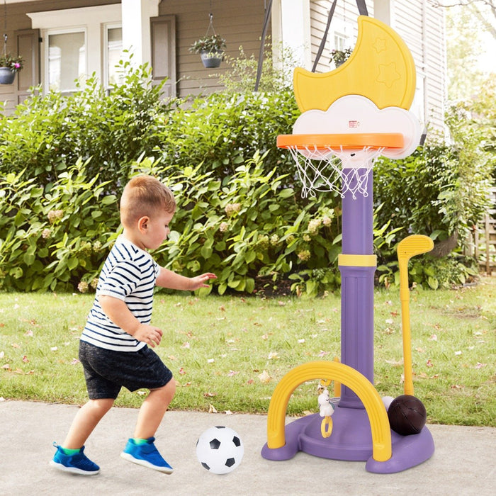 4-In-1 Kids Basketball Hoop with Adjustable Height for Kids-
