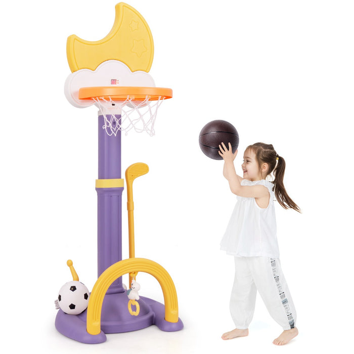 4-In-1 Kids Basketball Hoop with Adjustable Height for Kids-