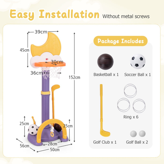 4-In-1 Kids Basketball Hoop with Adjustable Height for Kids-