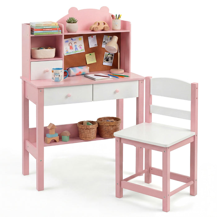 Wooden Kids Study Desk and Chair Set for Kids 3+-