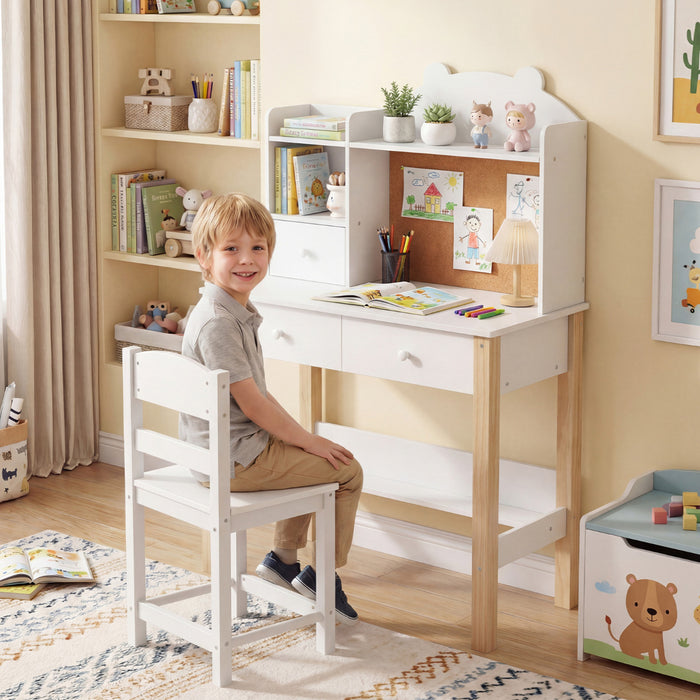 Wooden Kids Study Desk and Chair Set for Kids 3+-