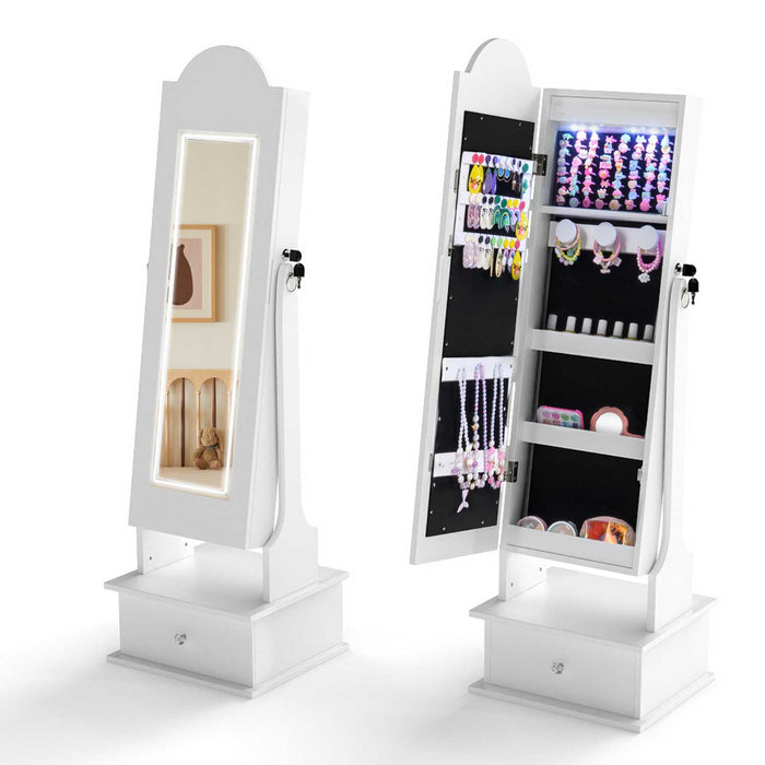 Kids Jewelry Cabinet Children Jewelry Organizer with Lights-Pink